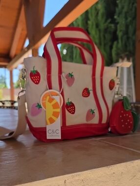 Mini Canvas Strawberry Tote